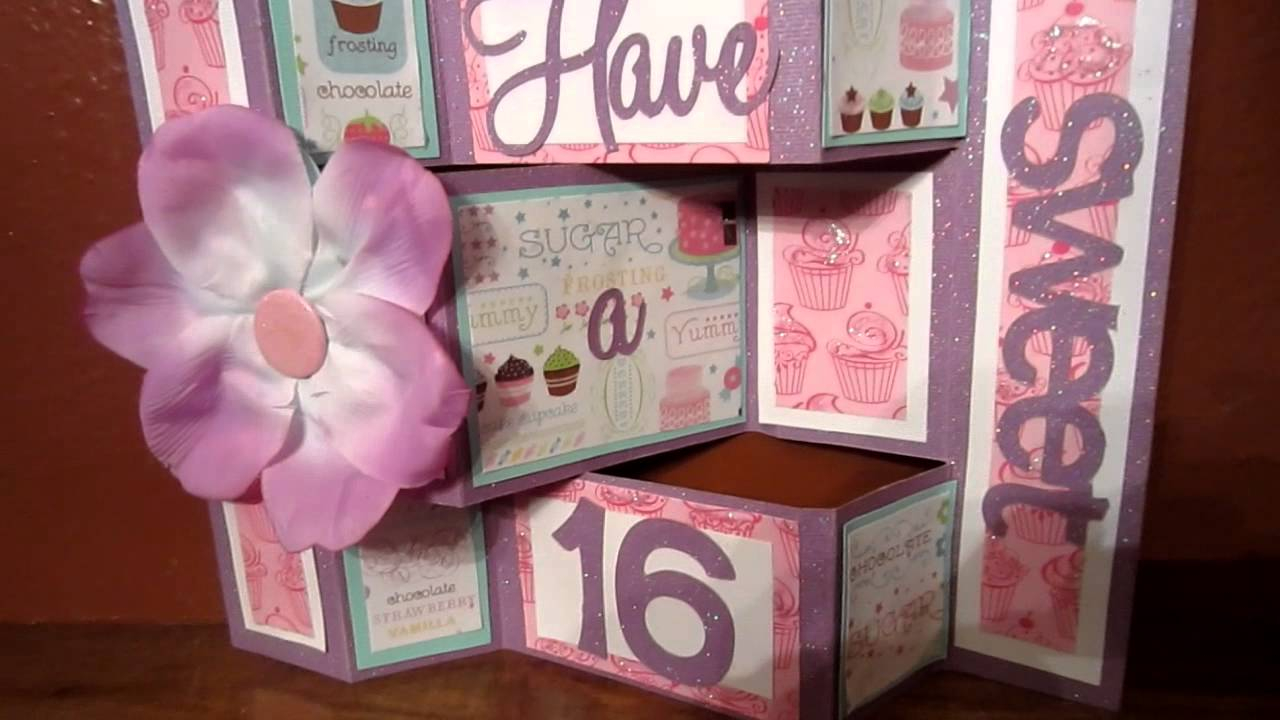 Sweet 16 Birthday Card Ideas Sweet 16th Birthday Card Shutter Card Using Birthday Cakes Cricut Cartridge