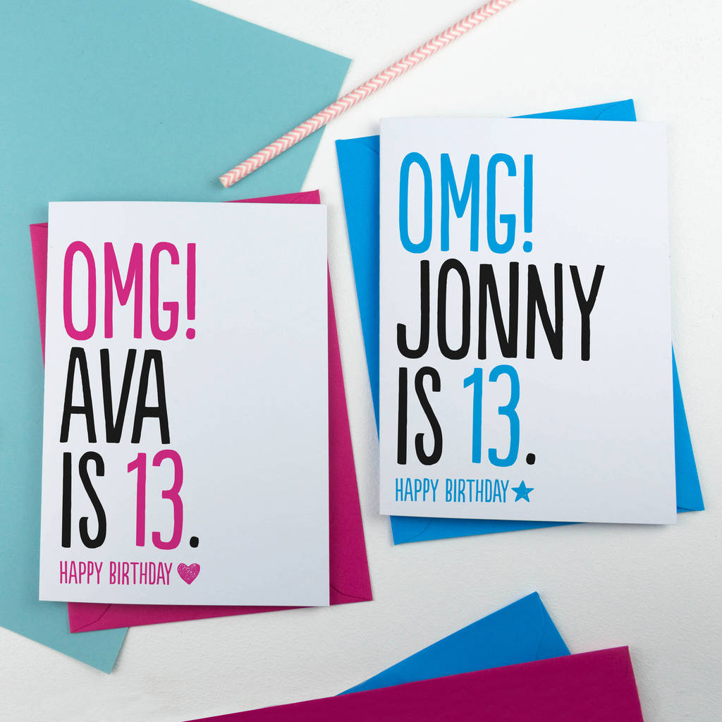 13Th Birthday Card Ideas 13th Birthday Card Omg Personalised