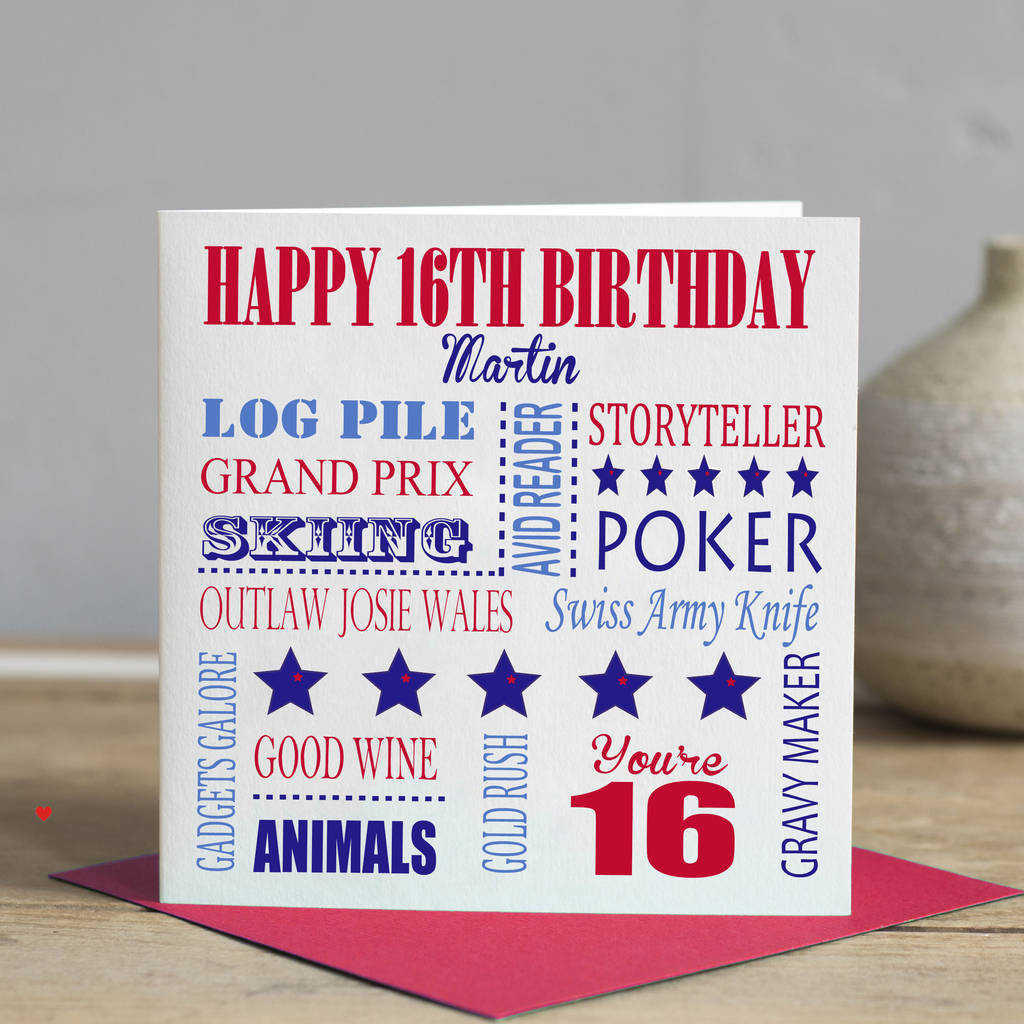 16Th Birthday Card Ideas Personalised 16th Birthday Card