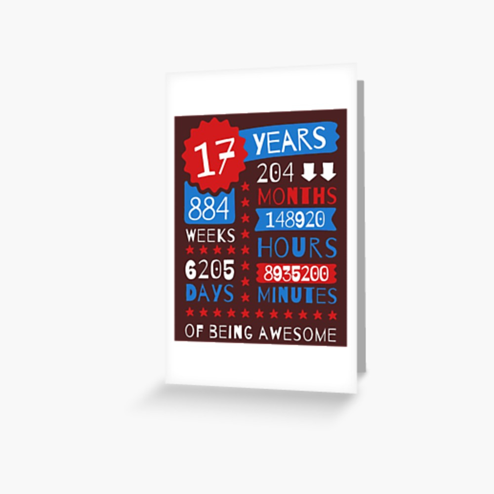17Th Birthday Card Ideas 17 Years Of Being Awesome Splendid 17th Birthday Gift Ideas Greeting Card