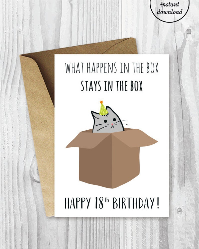18 Birthday Card Ideas 18th Birthday Printable Cards Funny 18th Birthday Cards Funny Cat Birthday Card Printable Cat Cards Instant Download 18 Birthday