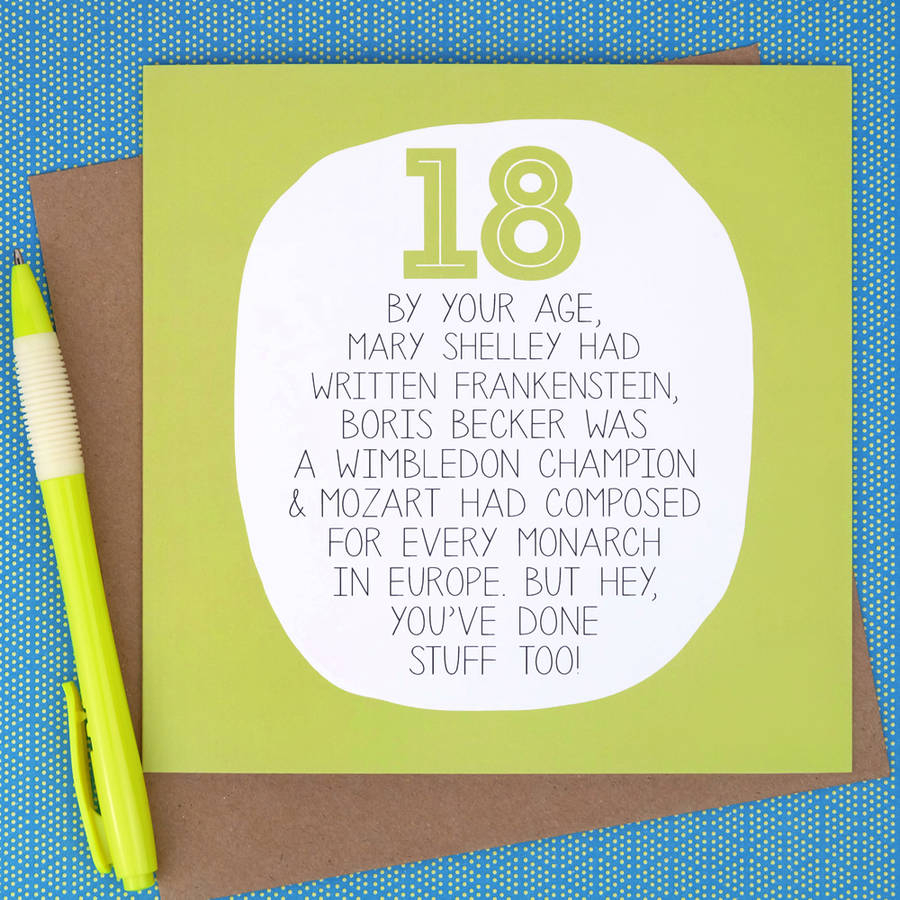 18Th Birthday Card Ideas Your Age Funny 18th Birthday Card