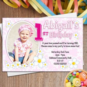 1St Birthday Card Ideas 10 Personalised Girls First 1st Birthday Party Photo Invitations N27