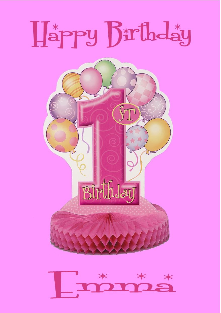 1St Birthday Card Ideas Personalised Pink 1st Birthday Card