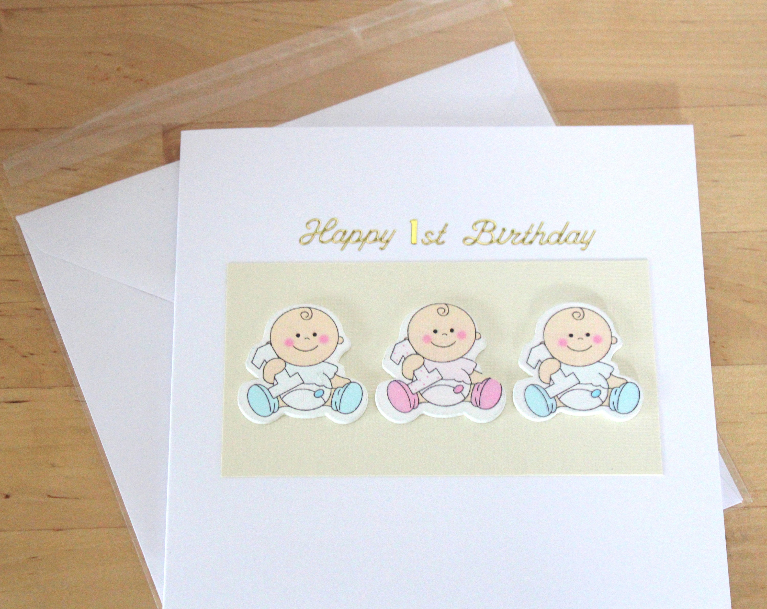 1St Birthday Card Ideas Triplet Cards Triplet 1st Birthday Card Gift Triplet Ba 1st Birthday Card Gift Triplets First 1st Birthday