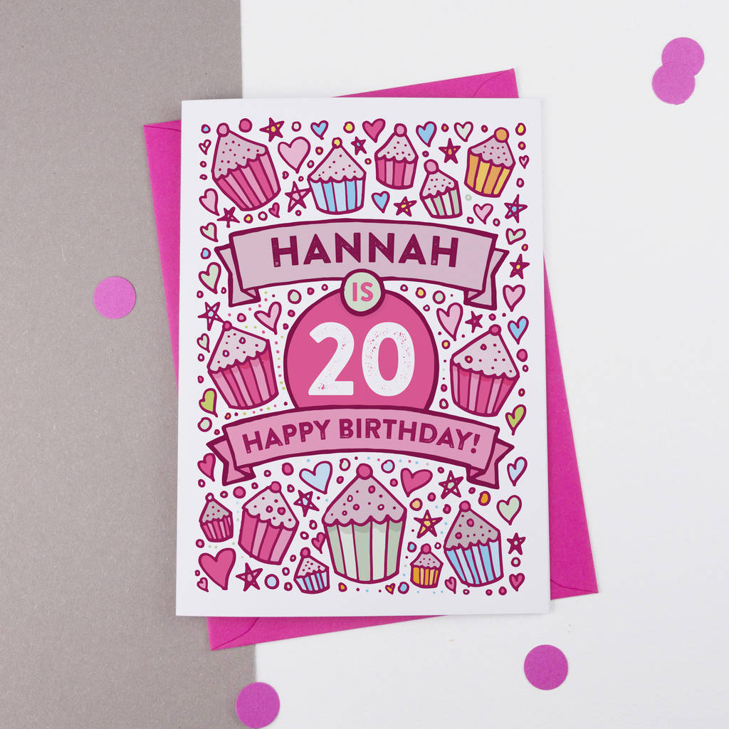 20Th Birthday Card Ideas 20th Birthday Card Cupcake Personalised