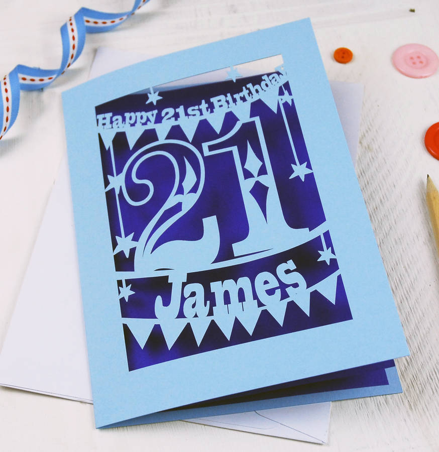 21 Birthday Card Ideas Personalised Papercut 21st Birthday Card