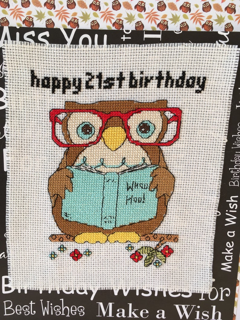 21St Birthday Card Making Ideas Personalised Handmade Cross Stitched Birthday Card Personalised Greetings Card Happy 21st Birthday Hand Stitched Card 18th Birthday Card