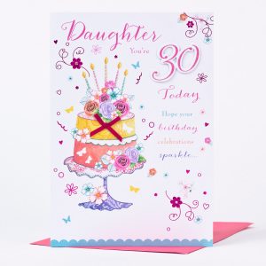 30Th Birthday Card Ideas 30th Birthday Card Floral Cake Daughter