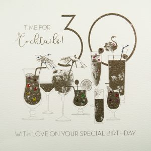 30Th Birthday Card Ideas Time For Cocktails Large Handmade 30th Birthday Card Gsl6