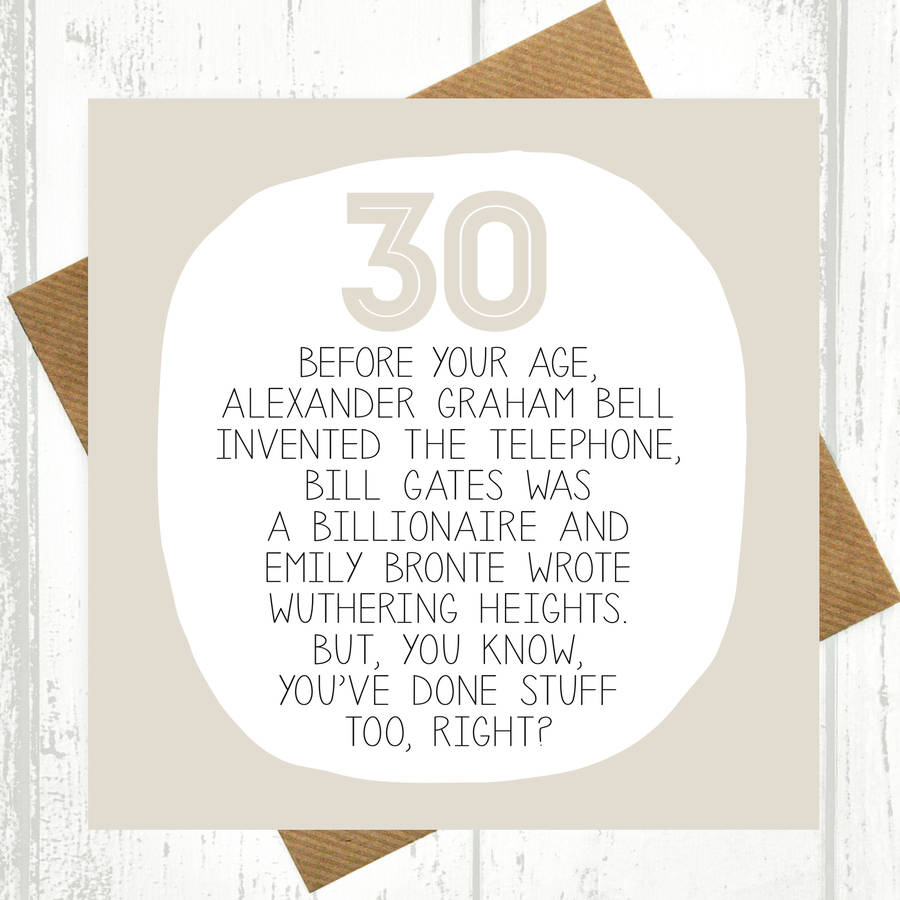 30Th Birthday Card Ideas Your Age Funny 30th Birthday Card