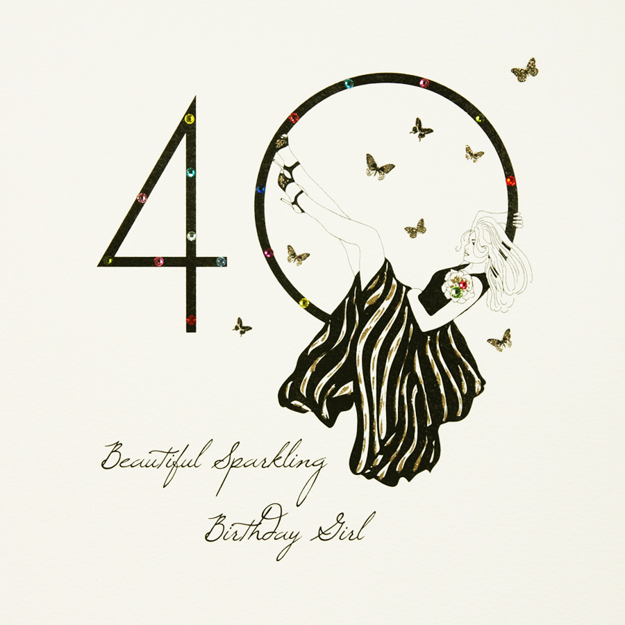 40 Birthday Card Ideas Beautiful Sparkling Birthday Girl Large Handmade 40th Birthday Card Sl4