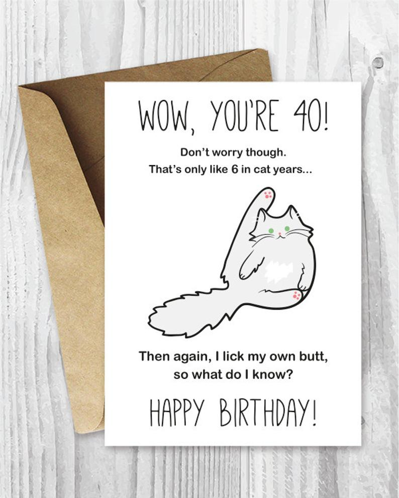 40Th Birthday Card Ideas 40th Birthday Card Printable Birthday Card Funny Persian Cat Birthday Card Printable Persian Cat Cards Instant Download 40 Birthday