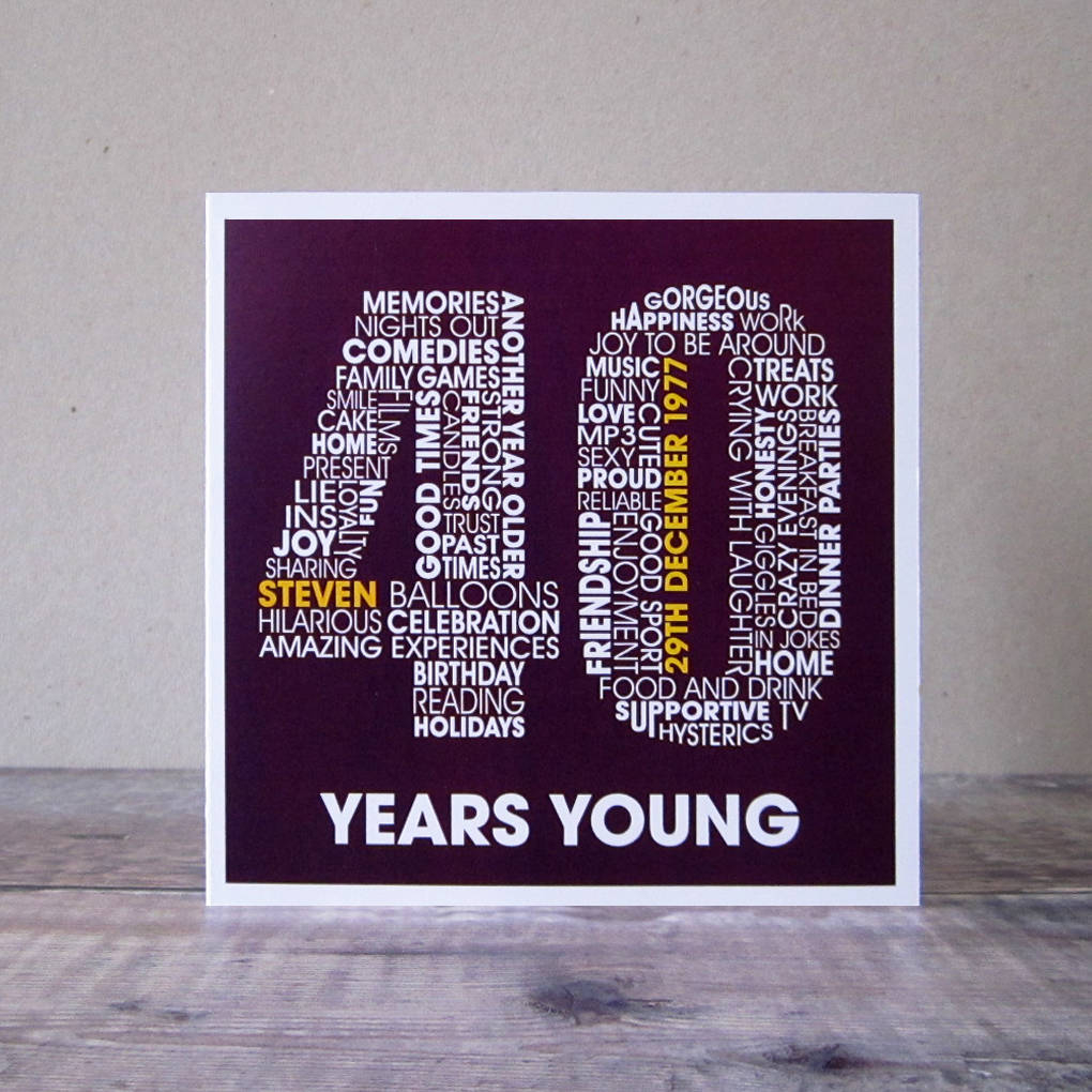 40Th Birthday Card Ideas Personalised 40th Birthday Card