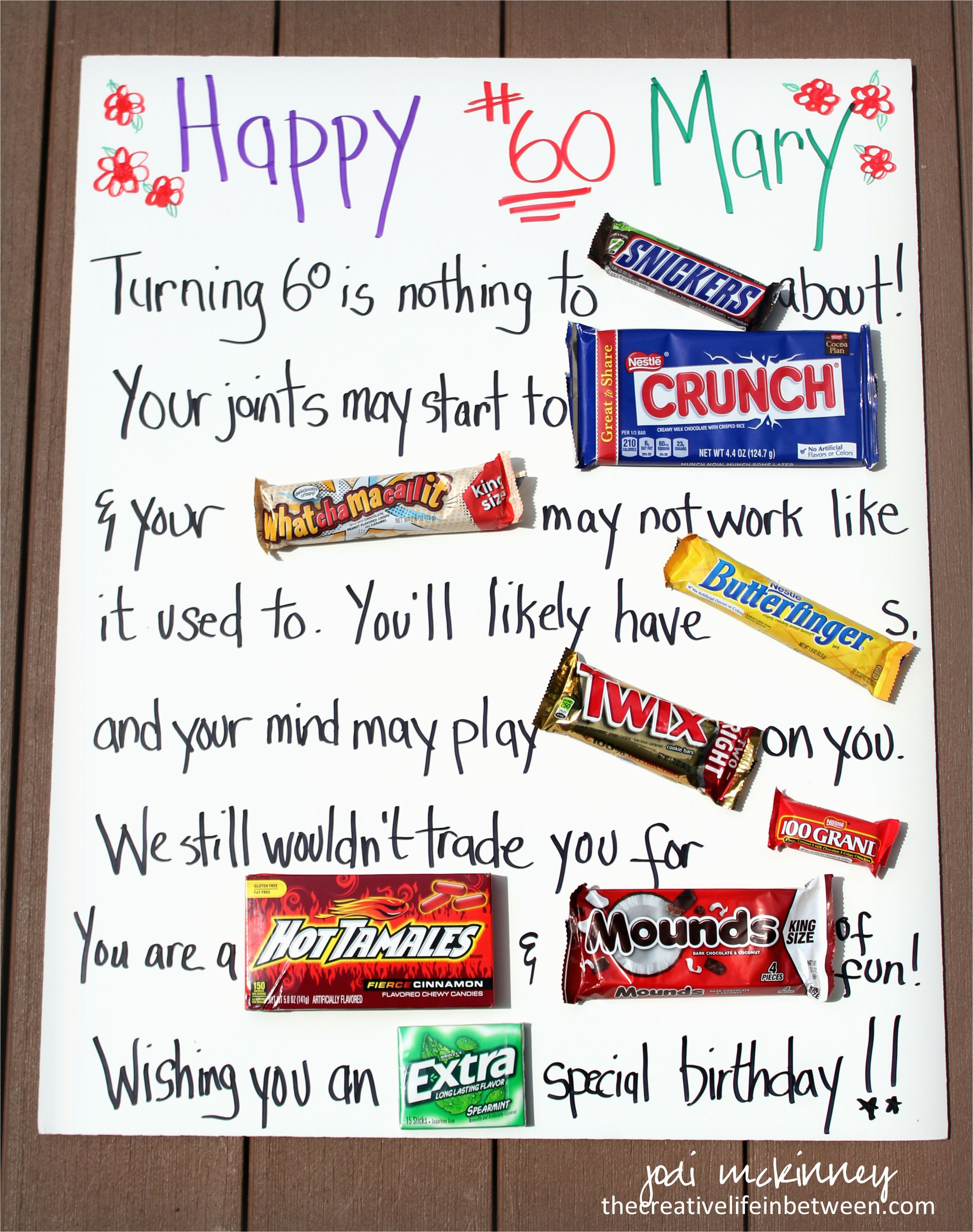 60 Birthday Card Ideas Diy Bar Sign Ideas A 60th Birthday Candy Bar Card In Large Print For
