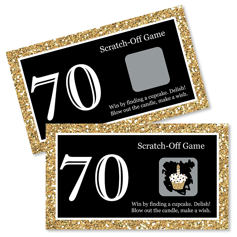 70Th Birthday Card Ideas Adult 70th Birthday Gold Birthday Party Game Scratch Off Cards 22 Count