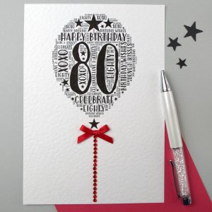 80 Birthday Card Ideas 80th Happy Birthday Balloon Sparkle Card