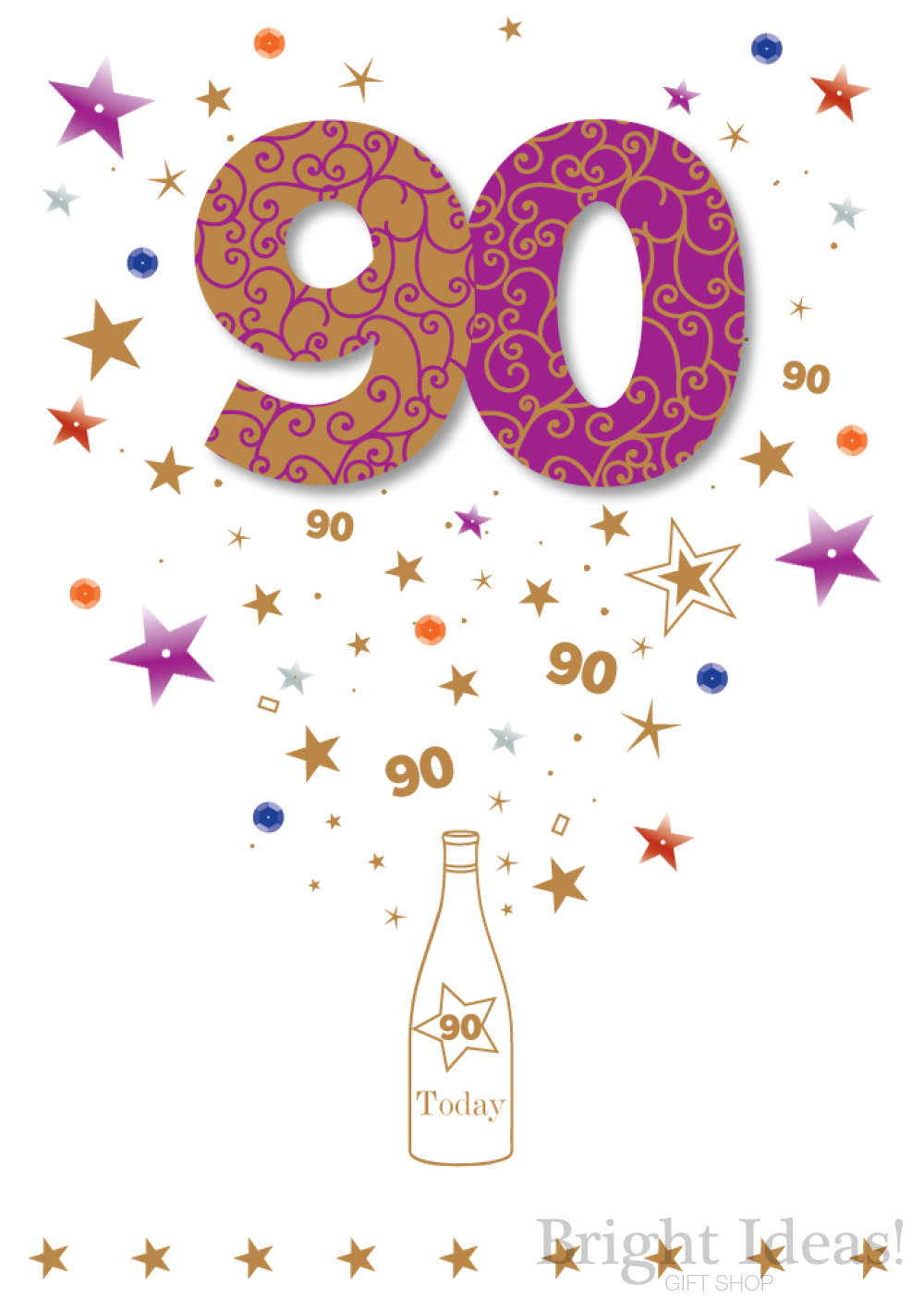 90Th Birthday Card Ideas 90th Birthday Card 90 Today Bottle Stars