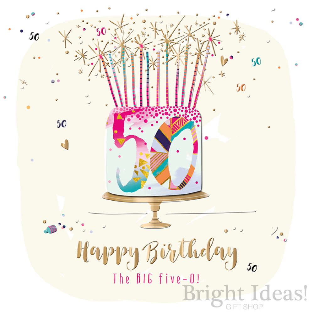 Big Birthday Card Ideas 50th Birthday Card The Big Five 0 50 Cake