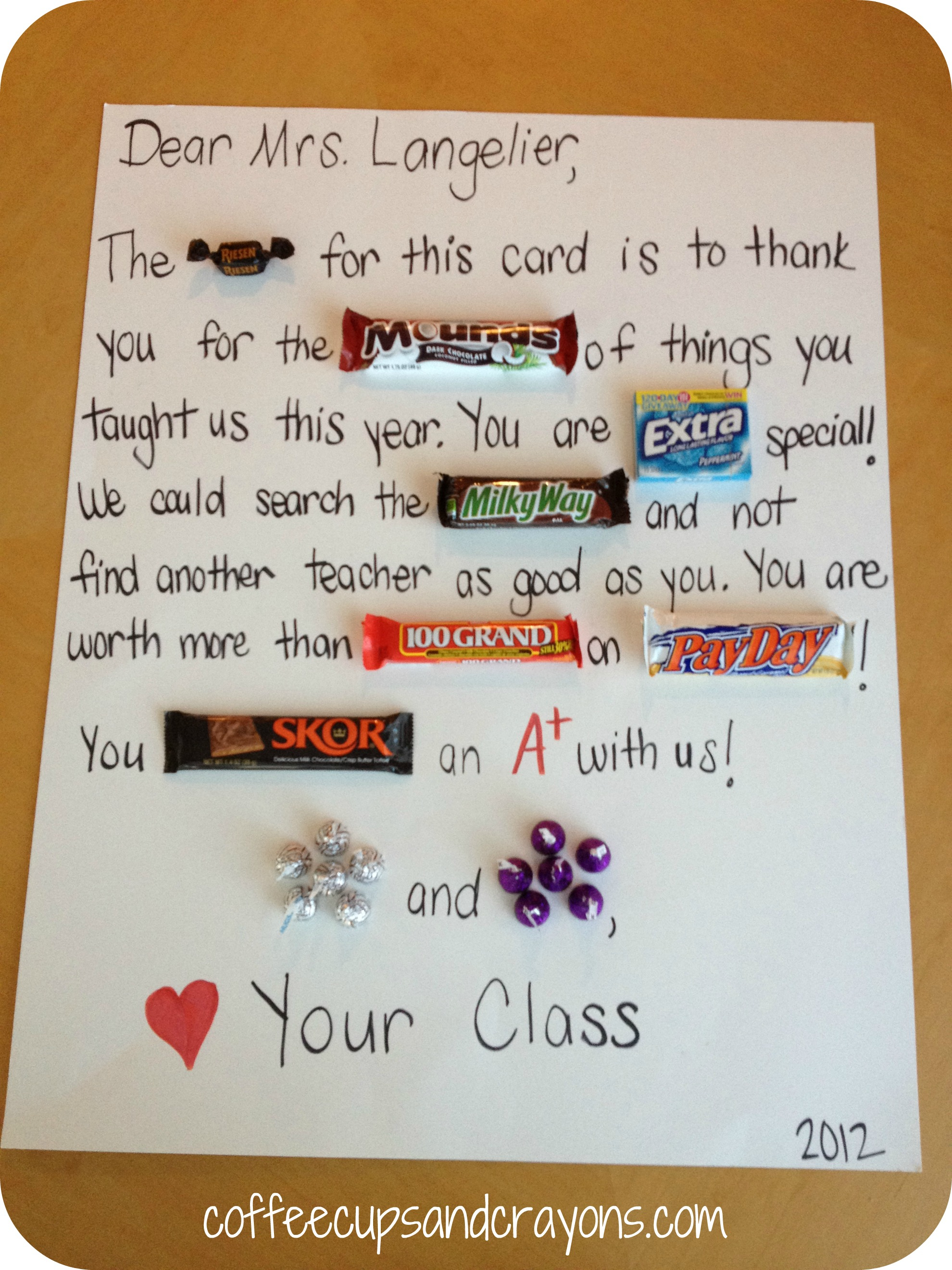 Birthday Candy Card Ideas Happy Teacher Appreciation Week Coffee Cups And Crayons