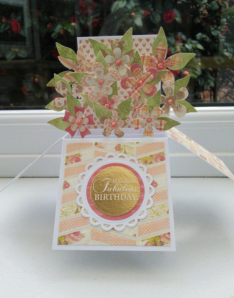 Birthday Card Folding Ideas 3d Pop Up Flower Box Birthday Card Fabulous Birthday Folds Flat For Posting