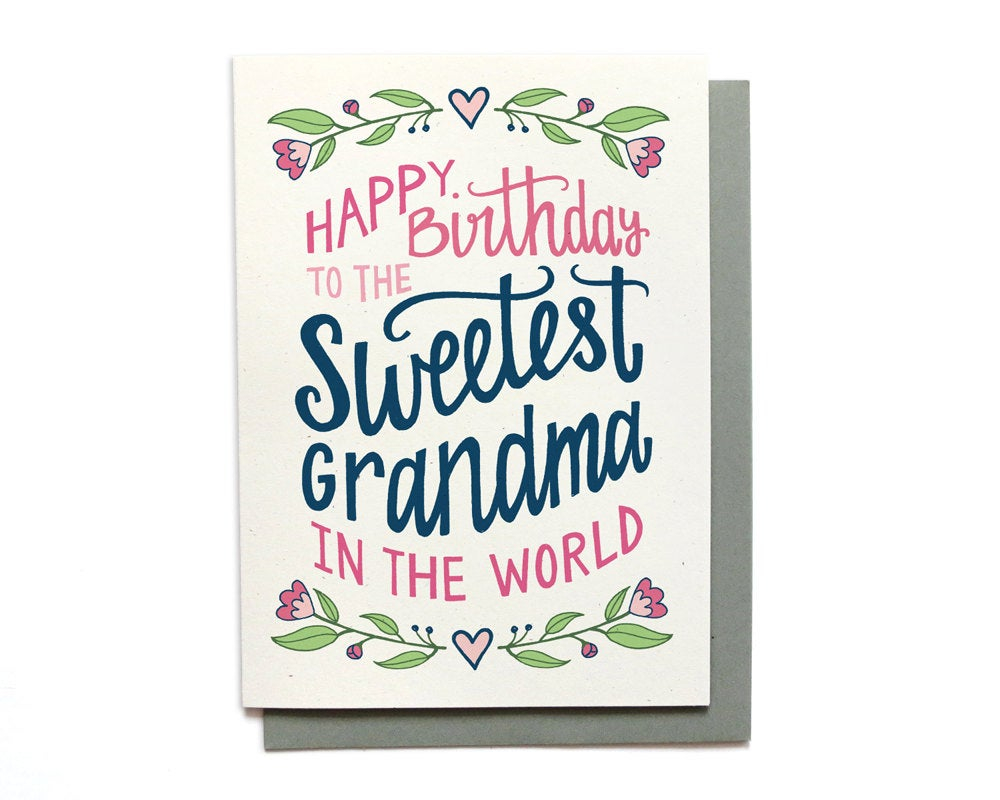 Birthday Card Ideas For Grandma Grandma Birthday Card Sweetest Grandma In The World Grandma Card Illustrated Birthday Card