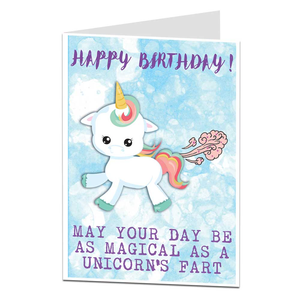 Birthday Card Ideas Funny Details About Unicorn Happy Birthday Card Funny Farts Theme Gift Things Ideas For Her