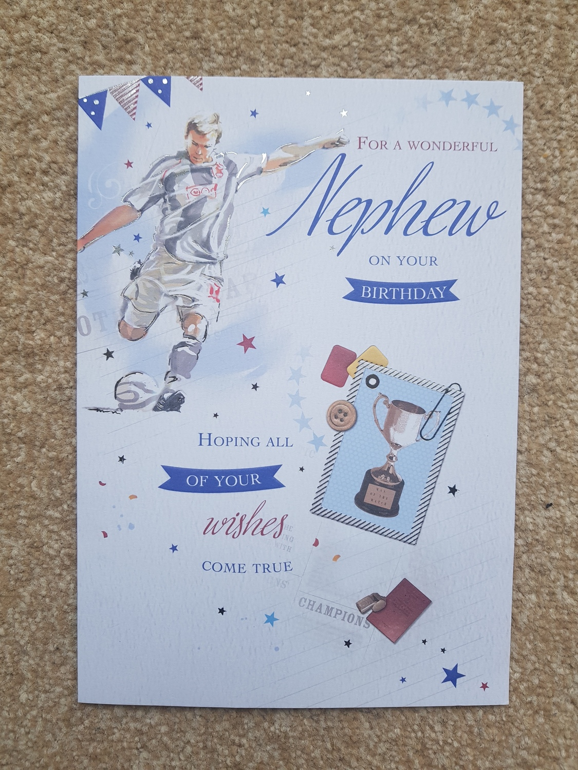 Birthday Card Text Ideas Nephew Birthday Footballer Cup Card Remember That Card