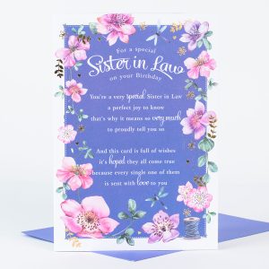 Birthday Cards For Sister Ideas Birthday Card Purple Floral Sister In Law