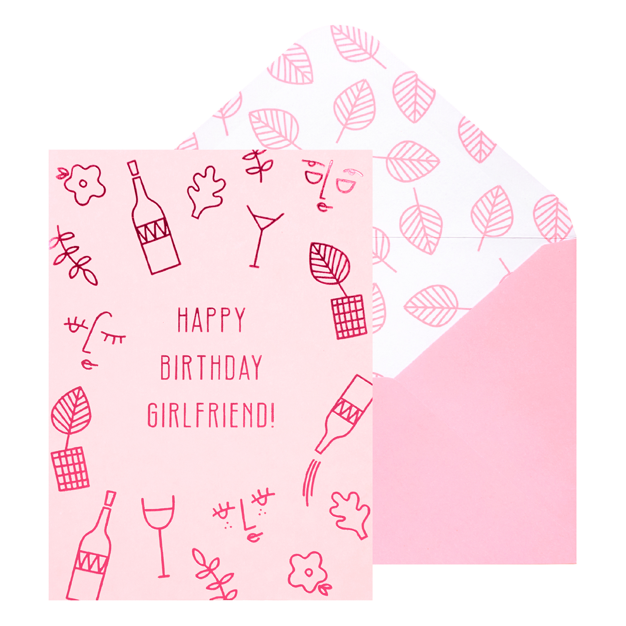 Cute Birthday Card Ideas For Girlfriend A6 Greeting Card Happy Birthday Girlfriend Pink