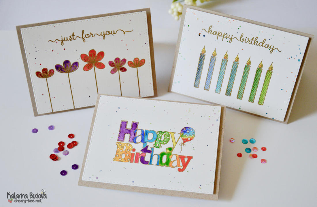 Embossed Birthday Card Ideas Birthday Cards Using Heat Embossing And Watercolouring Cherrybee