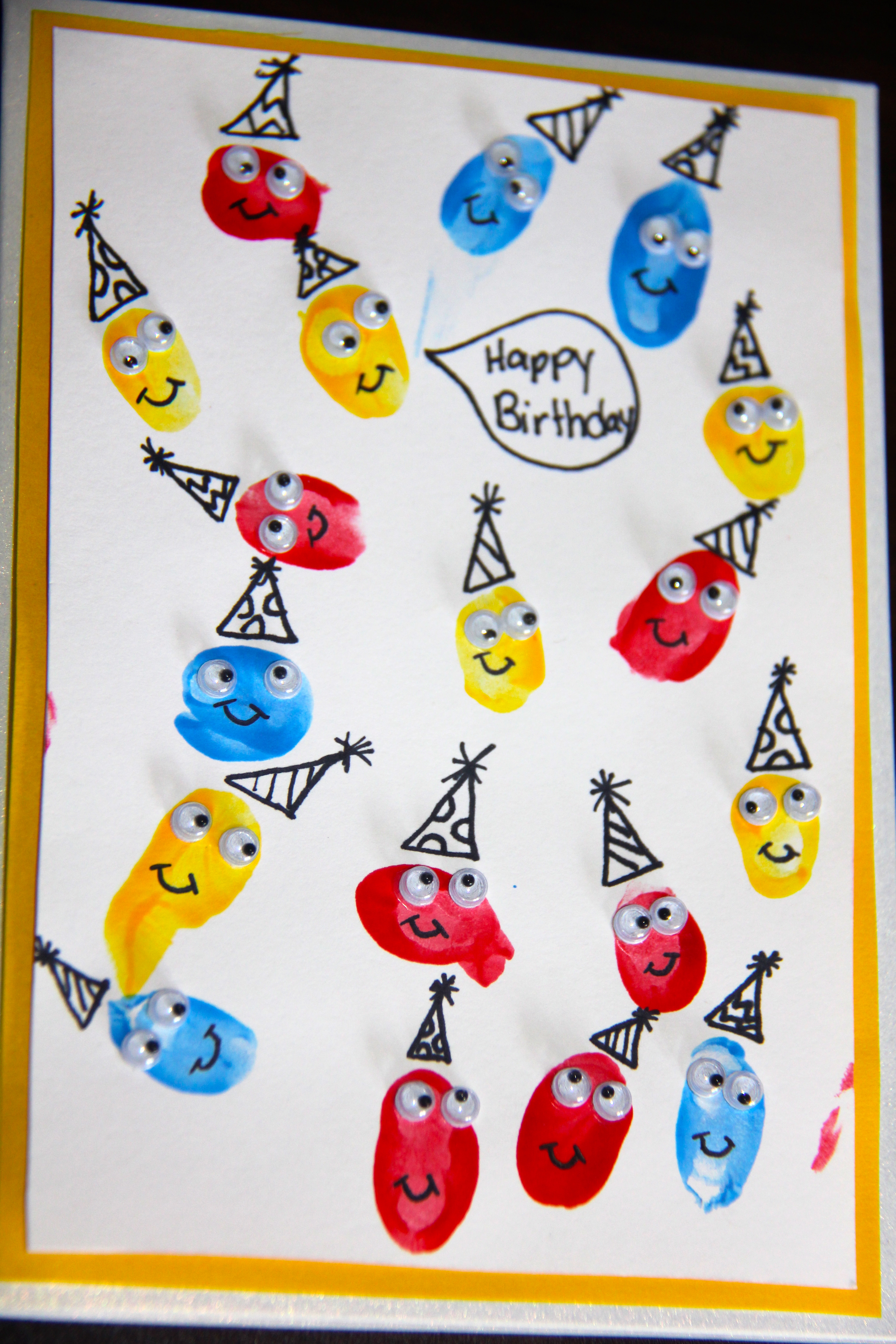 Finger Paint Birthday Card Ideas Fingerprint Birthday Cards Getcreativewithkids
