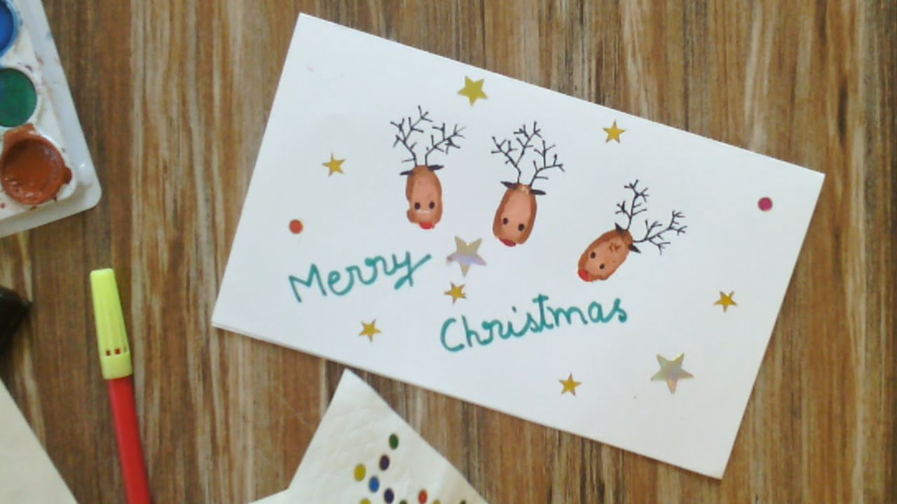 Finger Paint Birthday Card Ideas Handmade Christmas Cards Reindeer Christmas Cards