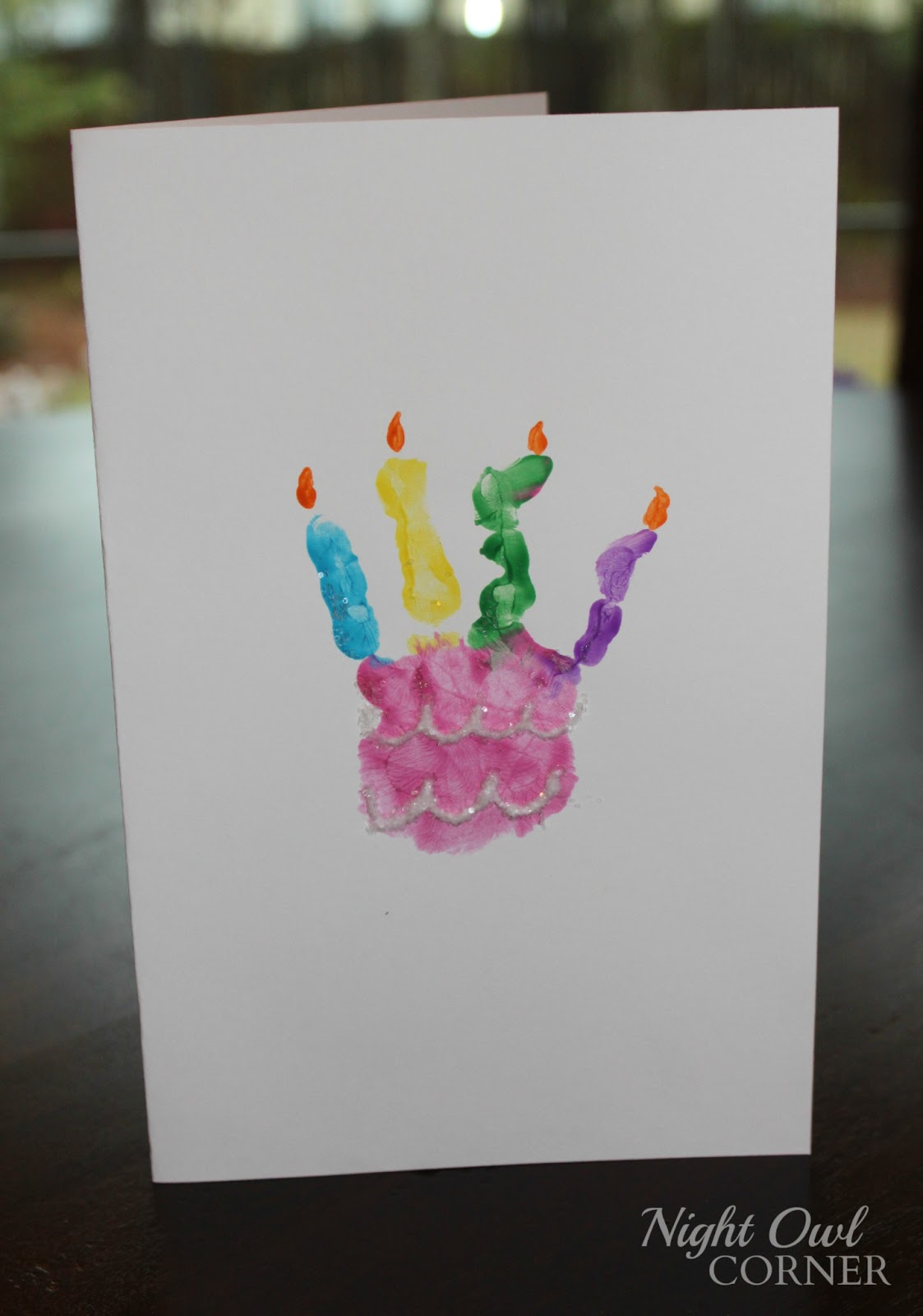 Finger Paint Birthday Card Ideas Night Owl Corner Handprint Birthday Card