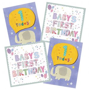 First Birthday Card Ideas Elephant And First Birthday Card Pack 4 Cards Per Pack