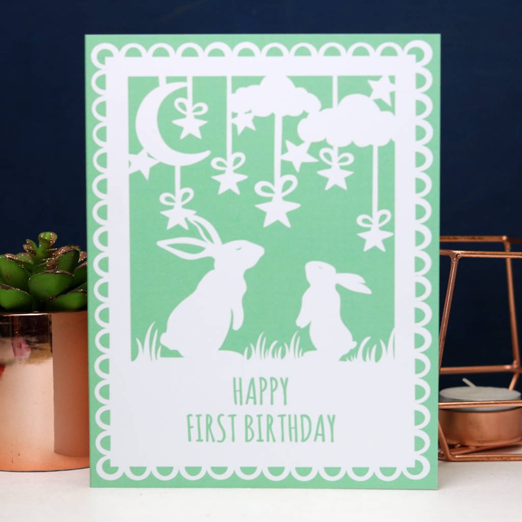 First Birthday Card Ideas Printed Bunny First Birthday Card