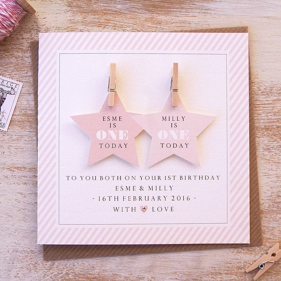 First Birthday Card Ideas Star Twins First Birthday Card