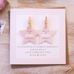 First Birthday Card Ideas Star Twins First Birthday Card
