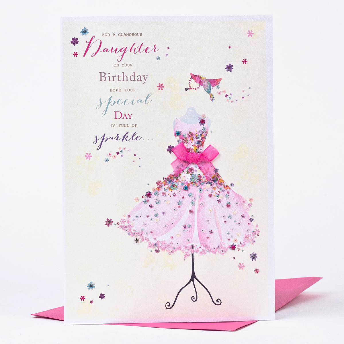 Girl Birthday Card Ideas Birthday Card Daughter Sparkly Pink Dress Design