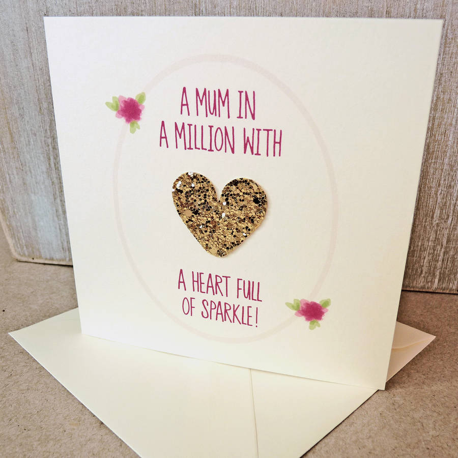 Handmade 40Th Birthday Card Ideas Mum In A Million Glitter Heart Birthday Card