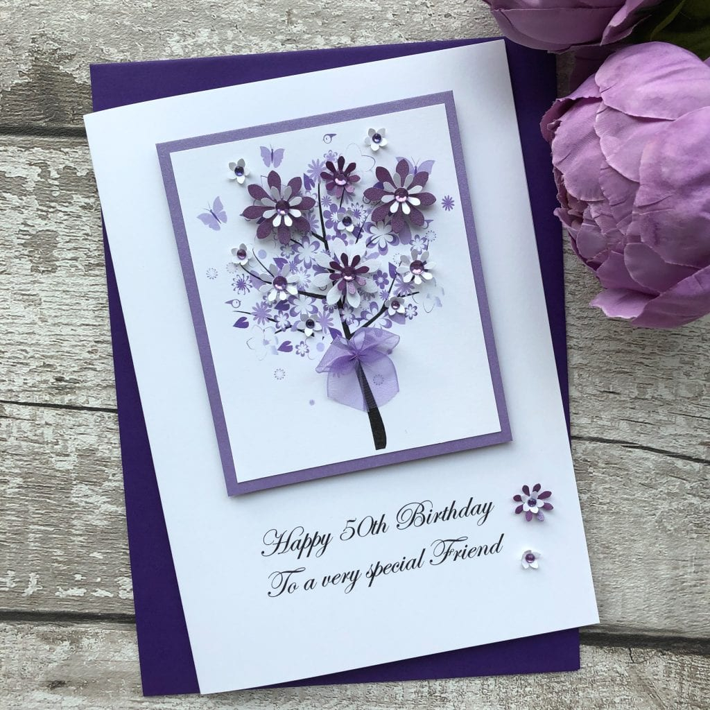 Handmade 50Th Birthday Card Ideas Luxury Handmade Birthday Card Floral Tree Handmade Cards