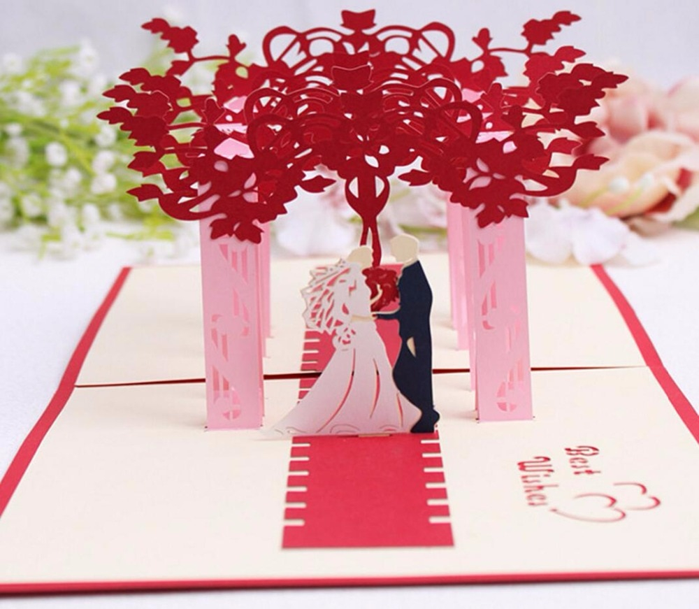 Handmade Birthday Invitation Card Ideas Us 2079 20 Off10pcs 3d Red Trees Forest Couple Handmade Kirigami Origami Wedding Party Invitation Cards Greeding Birthday Card Postcard In Cards