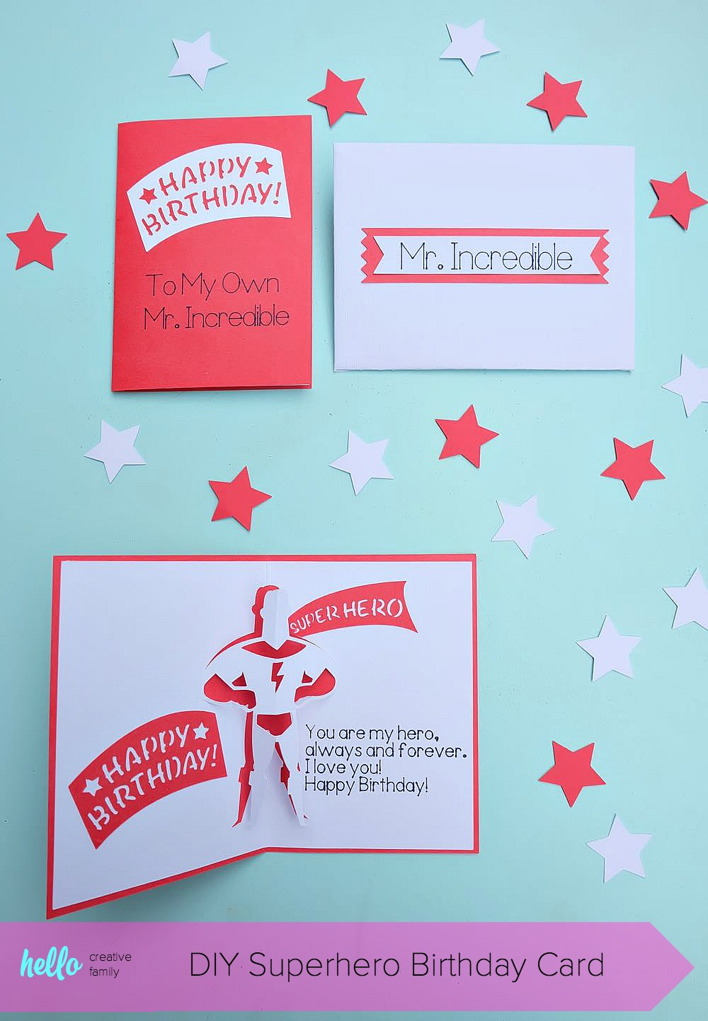 Happy Birthday Card Idea Diy Superhero Birthday Card And Envelope Set Hello Creative Family