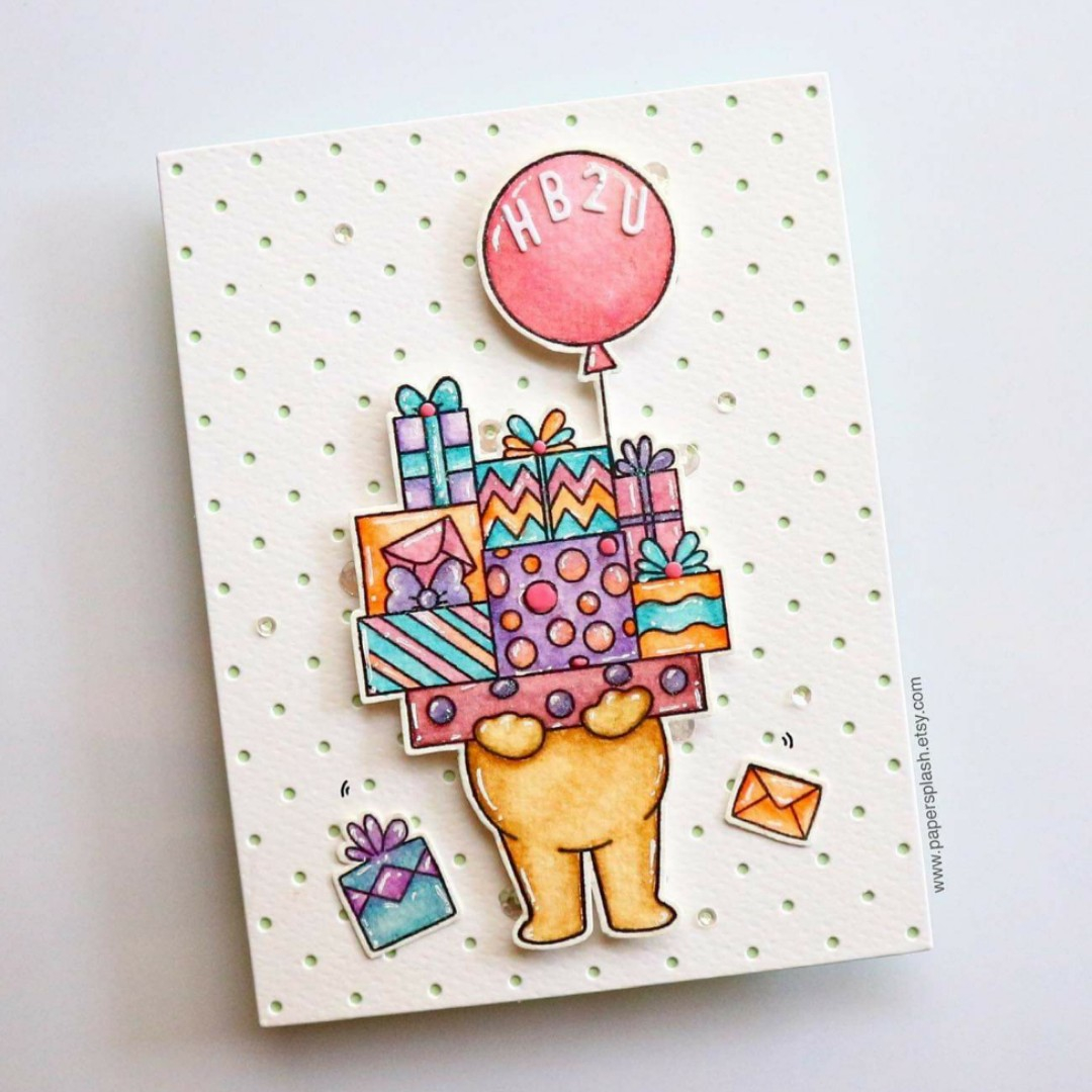 Happy Birthday Card Idea Happy Birthday Card Handmade Birthday Card Bear With Gifts