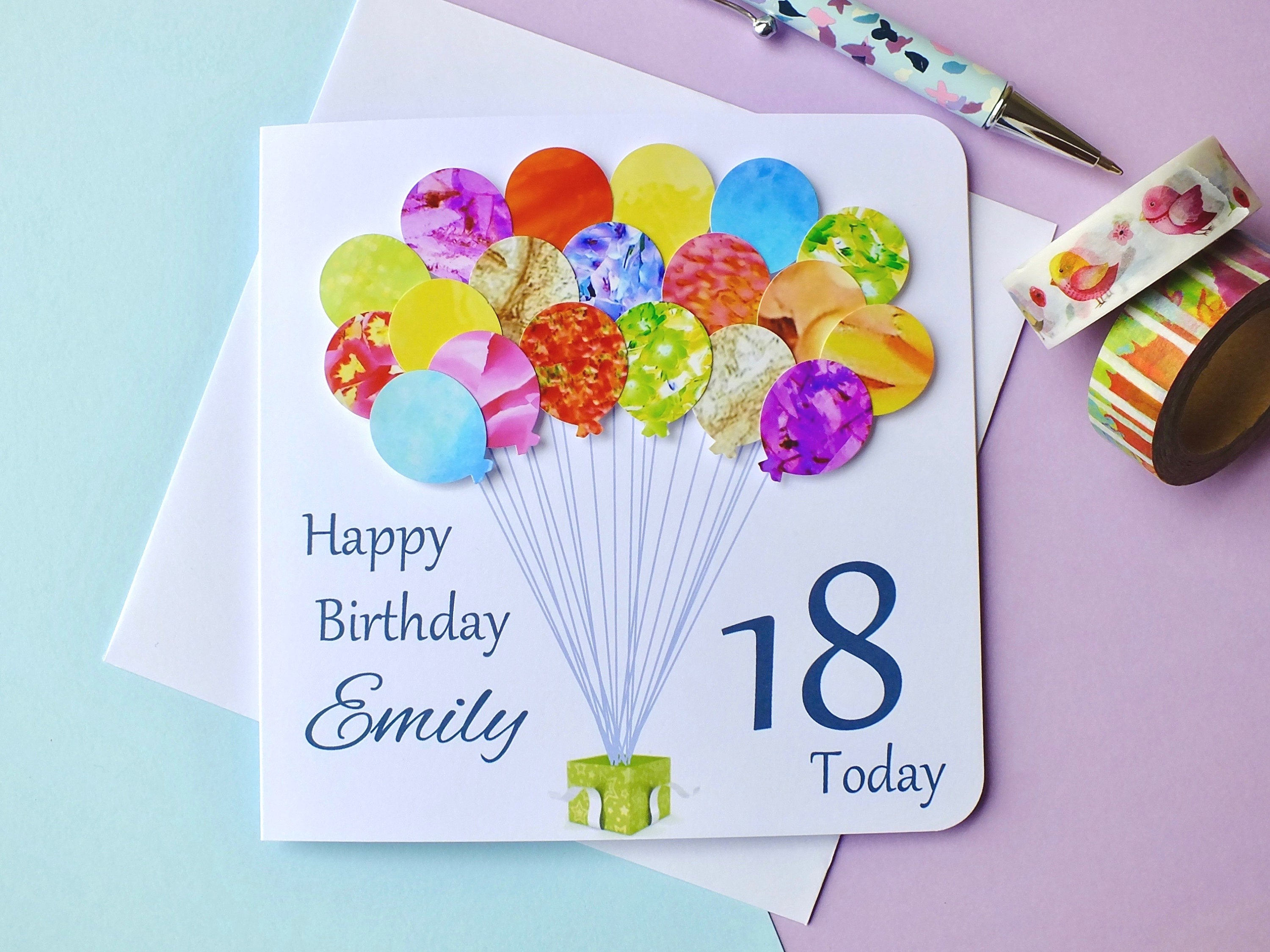 Ideas For 18Th Birthday Cards Handmade 18th Birthday Card Personalised Age 18 Birthday Balloons Card Handmade Custom Personalized Son Daughter Boy Girl Colourful Bhb18