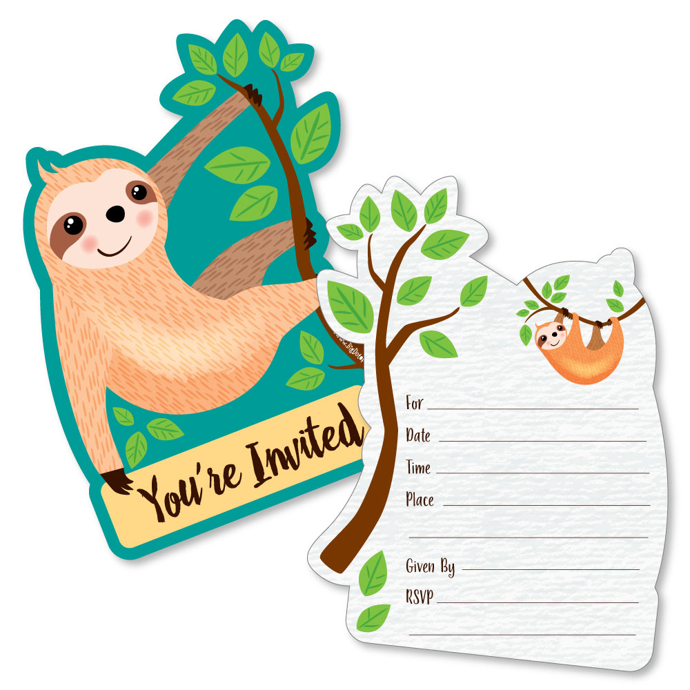 Invitation Card Ideas For Birthday Party Lets Hang Sloth Shaped Fill In Invitations Ba Shower Or Birthday Party Invitation Cards Wenvelopes Set Of 12