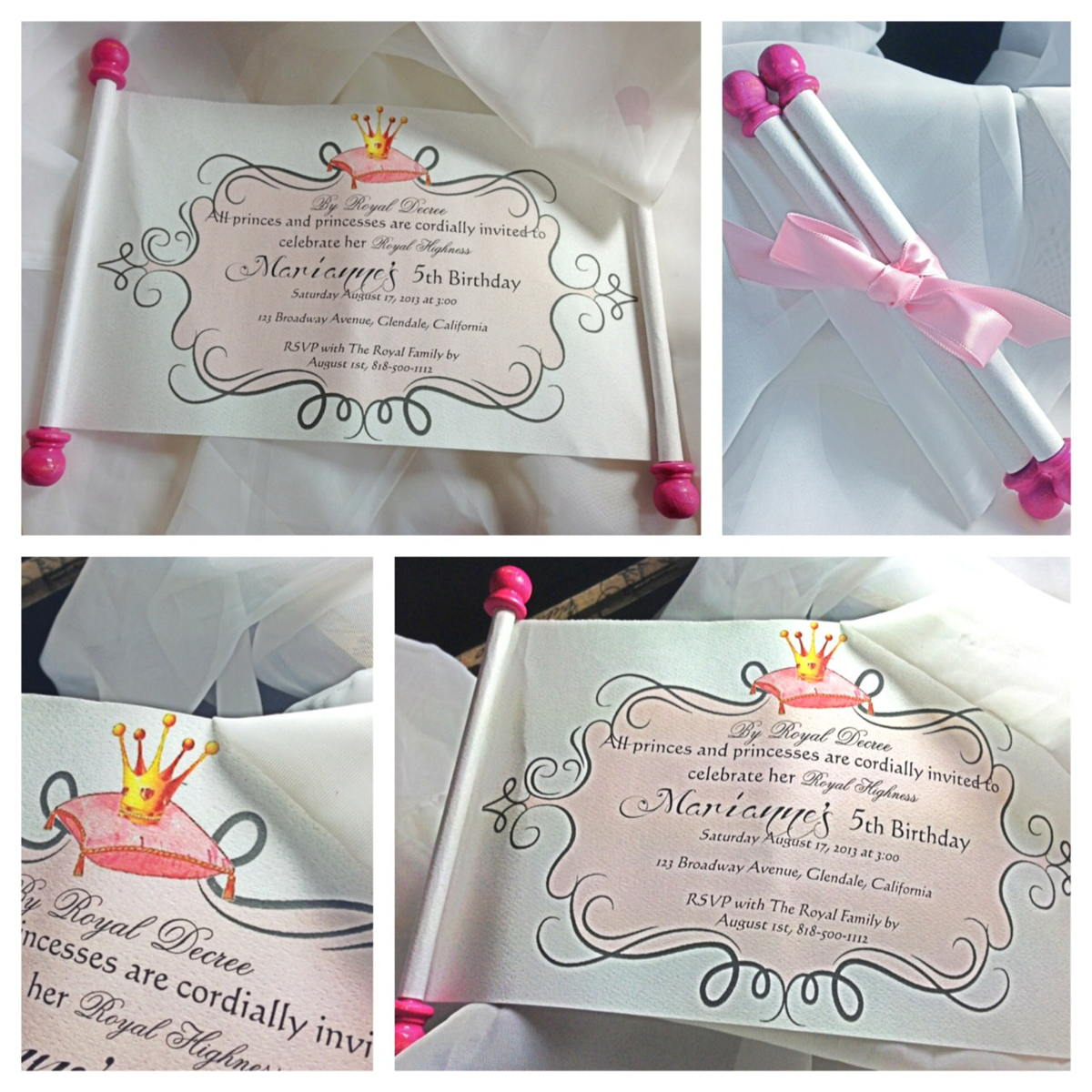 Kid Birthday Card Ideas Kid Birthday Scroll Invitation Card With Royal Pink Color Scheme