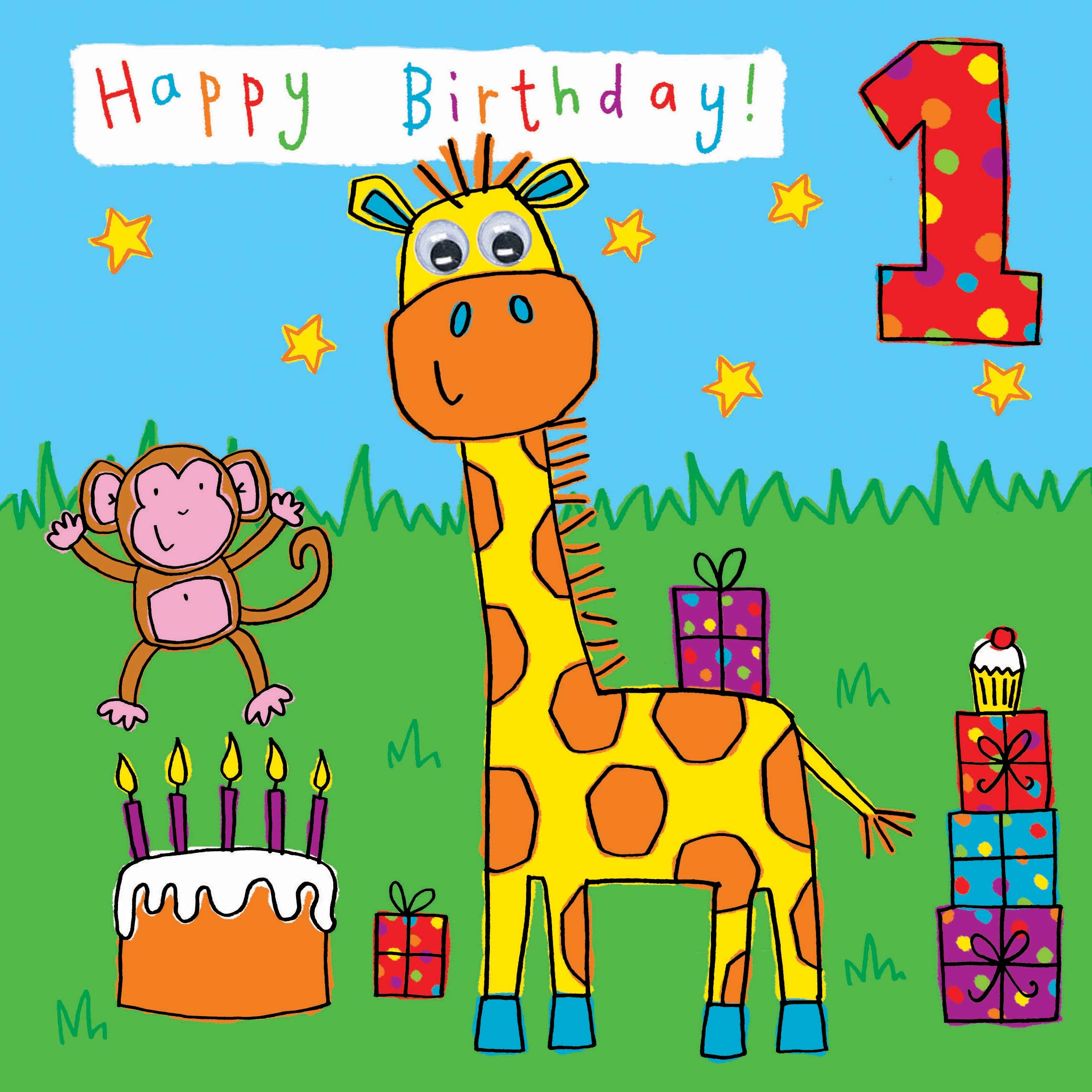 Kids Birthday Card Ideas Childrens Birthday Card Age 1 Giraffe