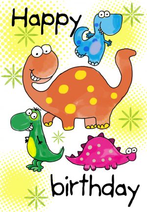 Kids Birthday Card Ideas Four Cute Dinosaurs Birthday Card Greetings Island