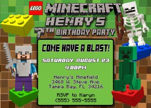 Minecraft Birthday Card Ideas Lego Themed Birthday Invitation Card Batman Ideas Wording Text Diy